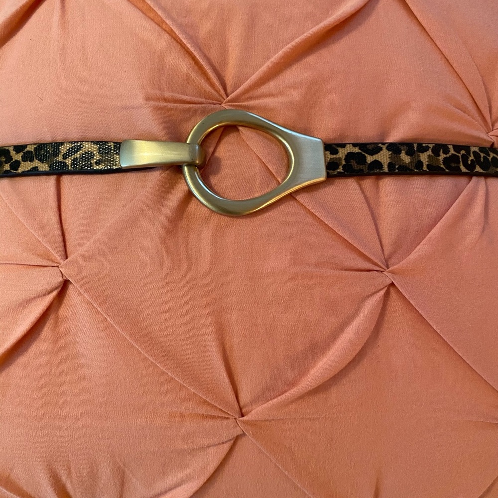 Chico's Leopard Print Belt with Gold Buckle
